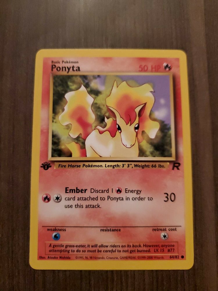THICK STAMP 1st Edition Rate Pokemon PONYTA Card 64/82