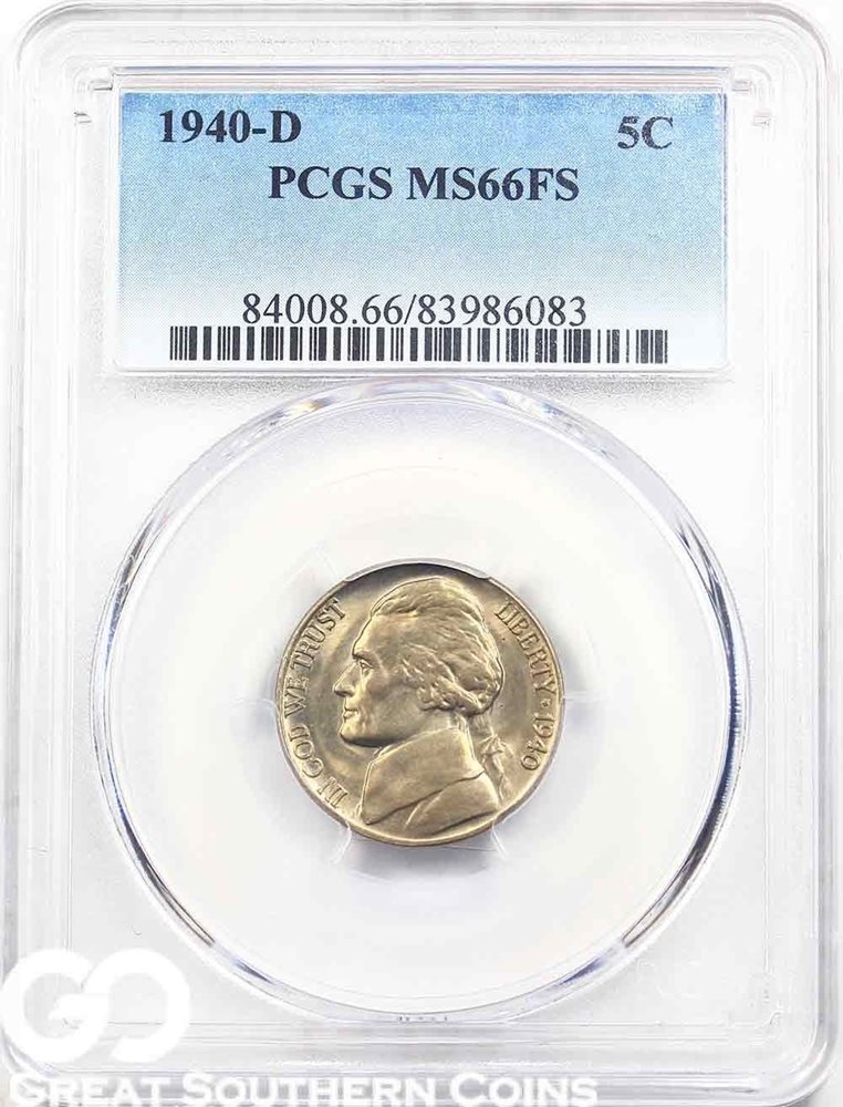 1940 P Jefferson Nickel PCGS MS66