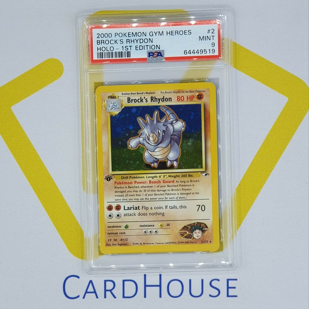 Auction Prices Realized Tcg Cards 2000 Pokemon Gym Heroes Brock's Rhydon  HOLO-1ST EDITION