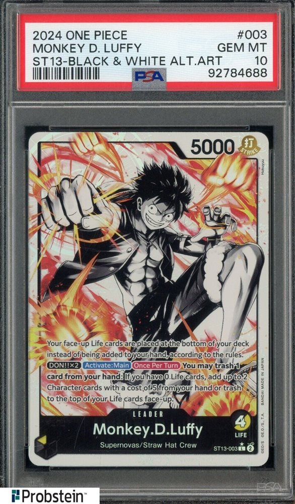 PSA 10 Monkey D Luffy ST13-003 Black White Alt Art One Piece