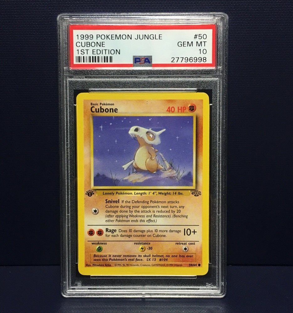 Pokemon Card 1st Edition Cubone Gem Mint PSA 10 Jungle