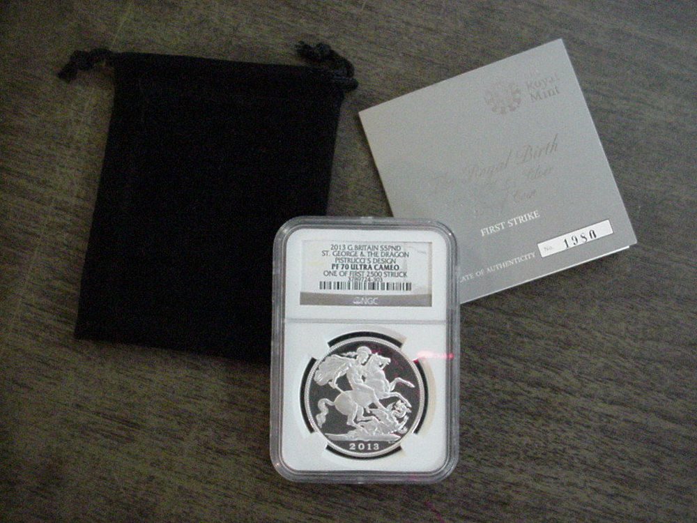 2013 GREAT BRITAIN 5 POUND PROOF PISTRUCCI ST GEORGE & DRAGON COIN