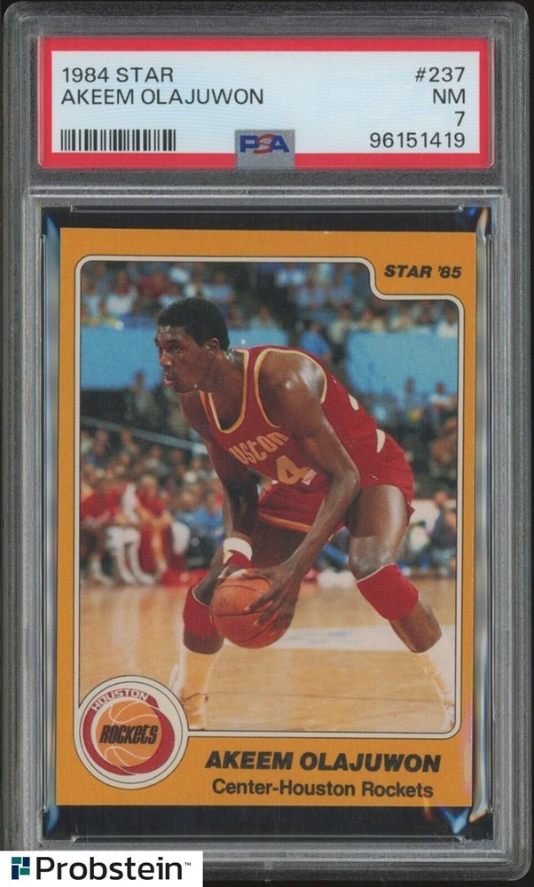 その他 star85 akeem olajuwon RC!!! 1985 Star #18 Hakeem Olajuwon Rookie Card AGC 10 Gem Mint