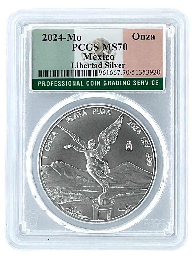 2024 Mexico 1oz Silver Libertad PCGS MS70 - Flag Label, MS70