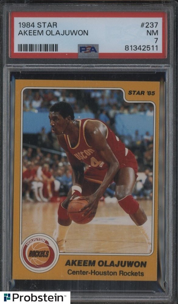 その他 star85 akeem olajuwon RC!!! 1985 Star #18 Hakeem Olajuwon Rookie Card AGC 10 Gem Mint