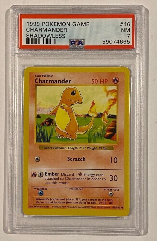 RARE Charmander 46/102 Pokemon Card Base Set 1999 Grading ready PSA