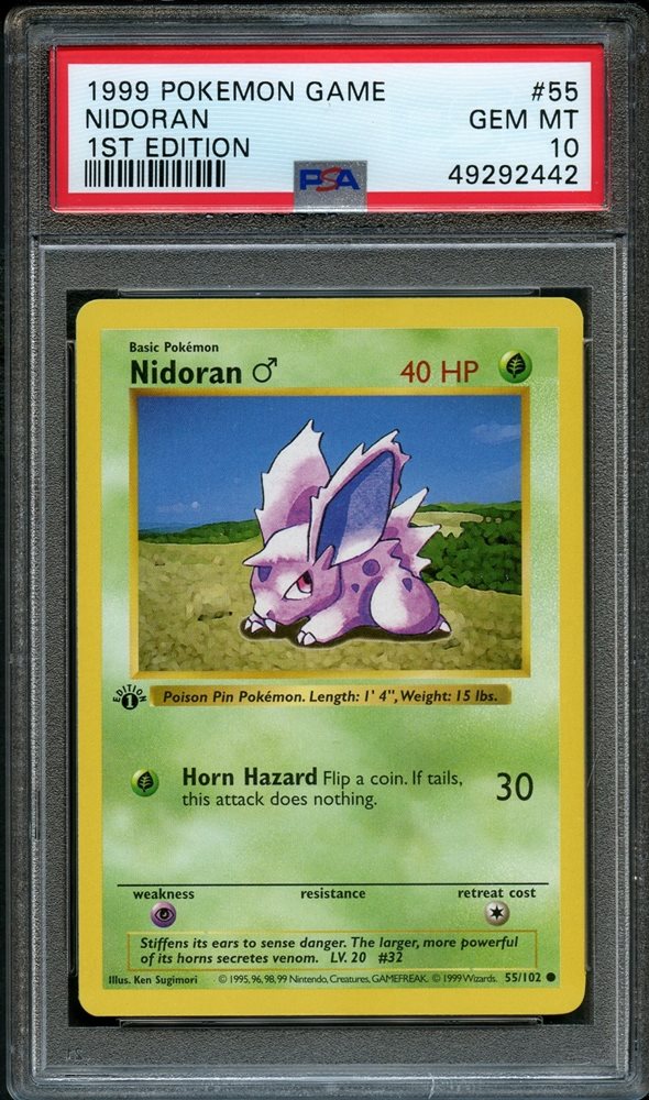 PSA10ヤマドラン　初期　1999 1999 Pokemon German Base 1st Edition #55 NIDORAN PSA 10 Gem
