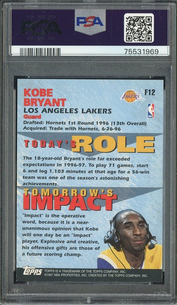 その他 1997-98 TOPPS FANTASTIC 15 #F12 KOBE Kobe Bryant #F12 Prices | 1997 Topps Fantastic 15