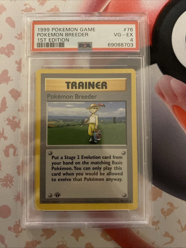 pokemon breeder card Trainer Energy Search 59/62 Fossil Set Pokemon TCG Card In Protective – The  Game Experts main image 1