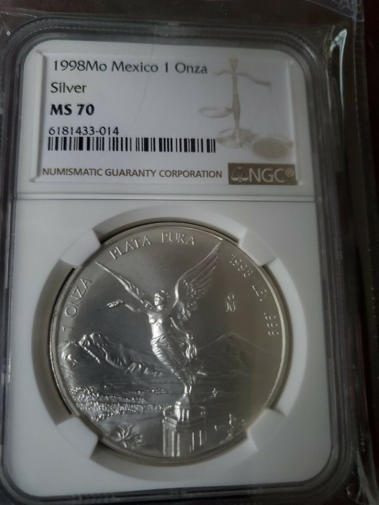 1998 1 Oz Silver Libertad. MS 70. Perfecf grade. Available until 5