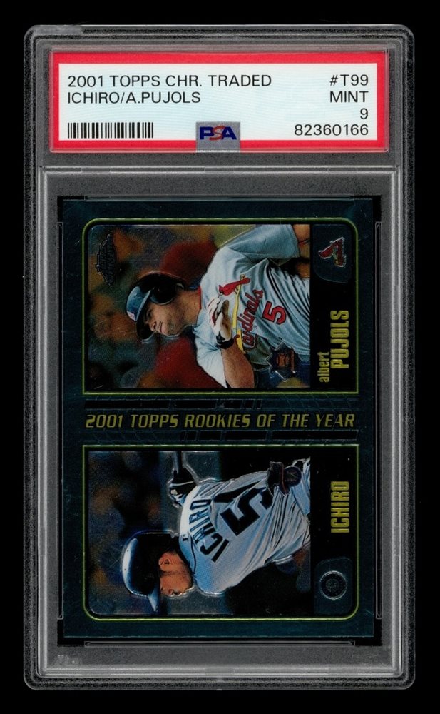 2001トップスクロームトレードのイチロー、プホルスのROYカードです ICHIRO SUZUKI 2001 TOPPS CHROME TRADED #T266 RC ROOKIE PSA