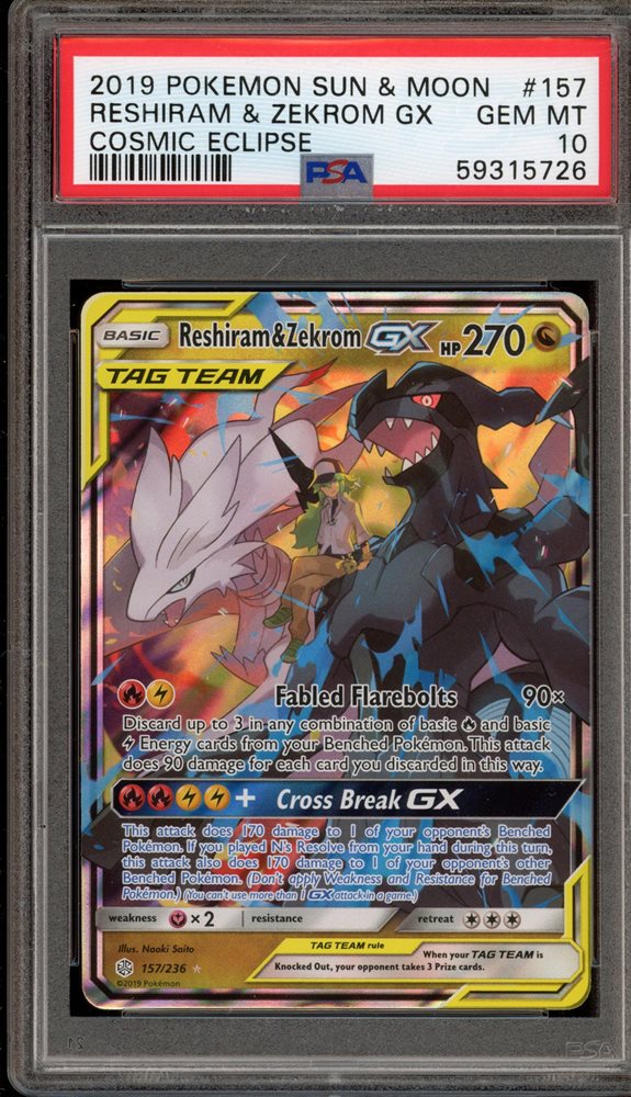 ポケモンカードゲーム RESHIRAM & ZEKROM GX PSA10 PSA 10 Reshiram Zekrom GX 169/150 SR Sun Moon Full Art CSM2c