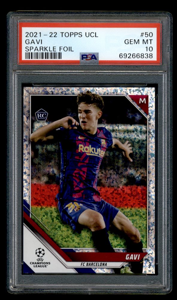 2021-22 Topps UCL Gavi Sparkle Foil PSA 9 Gem Mint RC Rookie