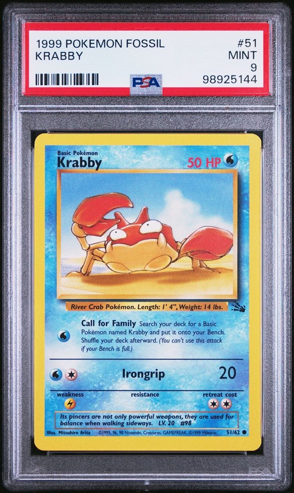 1995 krabby pokemon card value Krabby 51/62 Fossil Pokemon Card