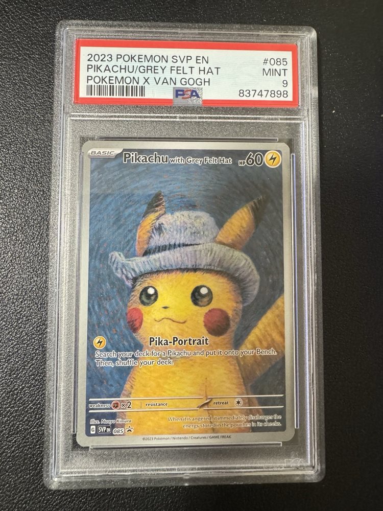 2023 ピカチュウ グレー フェルト帽 PSA 10 グレーのフェルト帽をかぶったピカチュウ ヴァン・ゴッホ特製