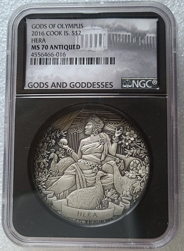 PR70 DCAM 2016 クック諸島 銀貨 世界999枚 PCGS NGC 2016 Cook Islands HERA NGC MS70 $2 2oz .999 Silver Gods of Olympus