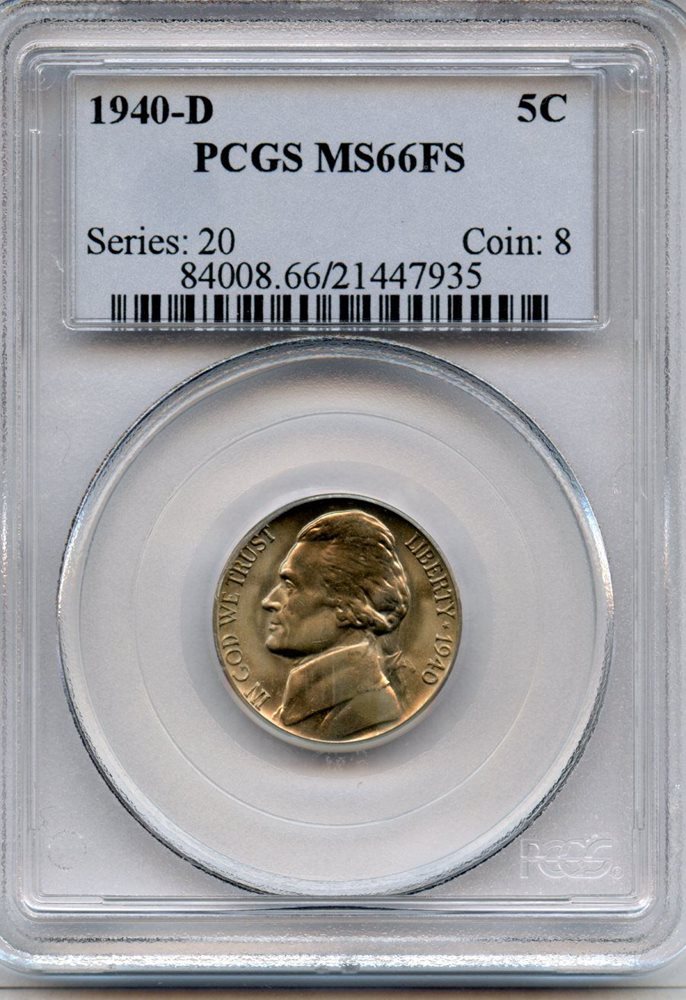 1940 P Jefferson Nickel PCGS MS66