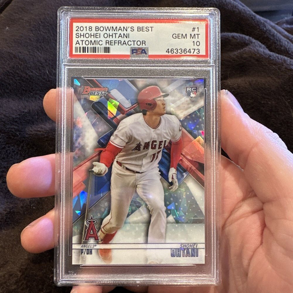 大谷翔平 2018 Bowman's Best Refractor Shohei 2018 Bowman's Best #1 Shohei Ohtani Blue Refractor 45/50 PSA