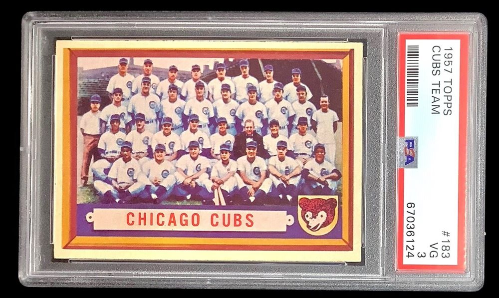 1959年 TOPPS CUBS CLUBBERS #147 PSA 7 1959 Topps #147 Cubs' Clubbers (Dale Long / Ernie Banks / Walt