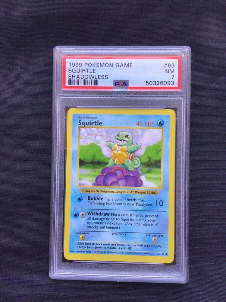 ゼニガメ 英語版 Shadowless Squirtle PSA9 CGC 9 Squirtle Shadowless 1999 Base Set 63/102 Pokemon Card