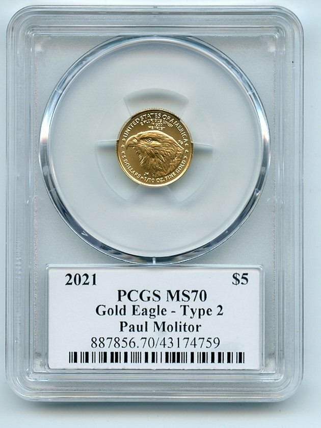アンティーク2021年 ゴールドイーグルタイプ2PCGS MS69 5$ 2021