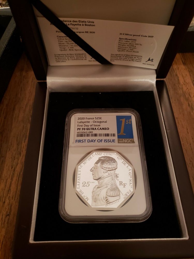 NGC PF70 2020 France Lafayette Arrival in Boston Silver Coin 2oz