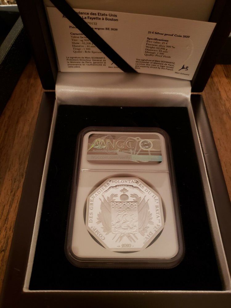 NGC PF70 2020 France Lafayette Arrival in Boston Silver Coin 2oz