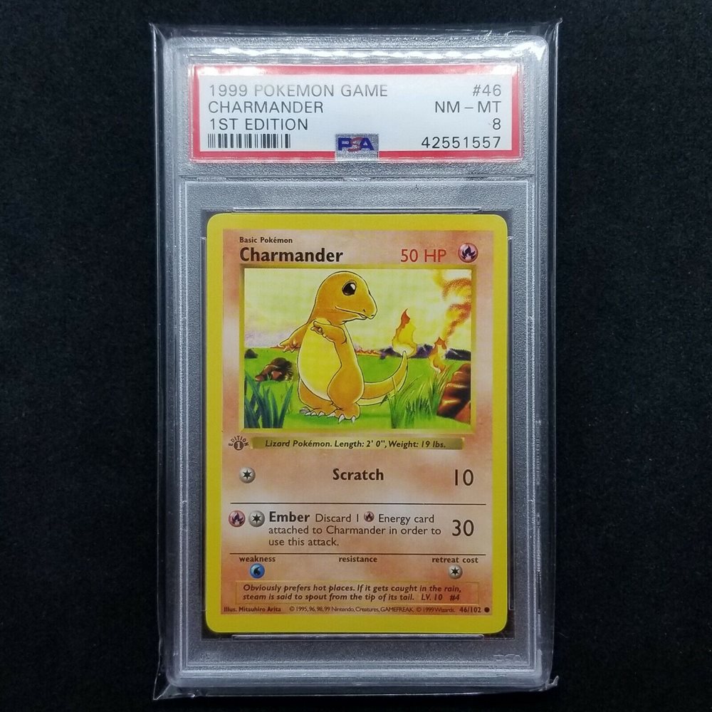 RARE Charmander 46/102 Pokemon Card Base Set 1999 Grading ready PSA