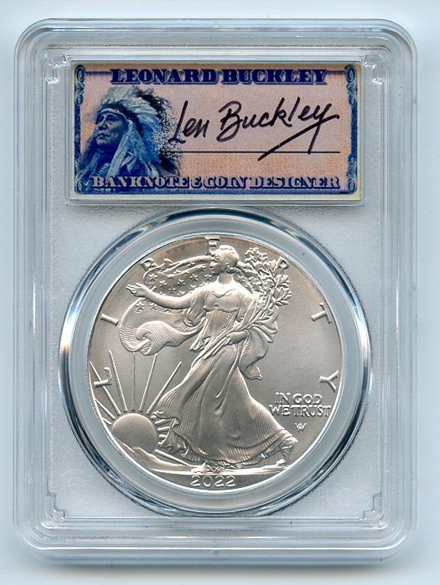 2022 $1 American Silver Eagle 1oz Dollar PCGS MS70 FDOI Leonard