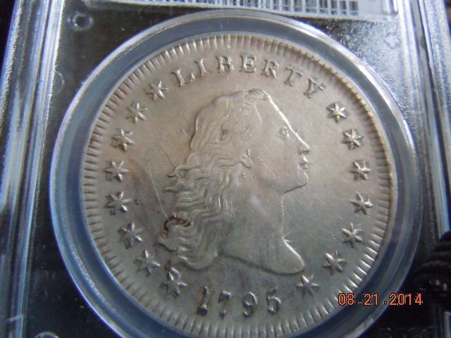 1795 Flowing Hair Silver Dollar Pcgs Au55 2 Leaves Sp
