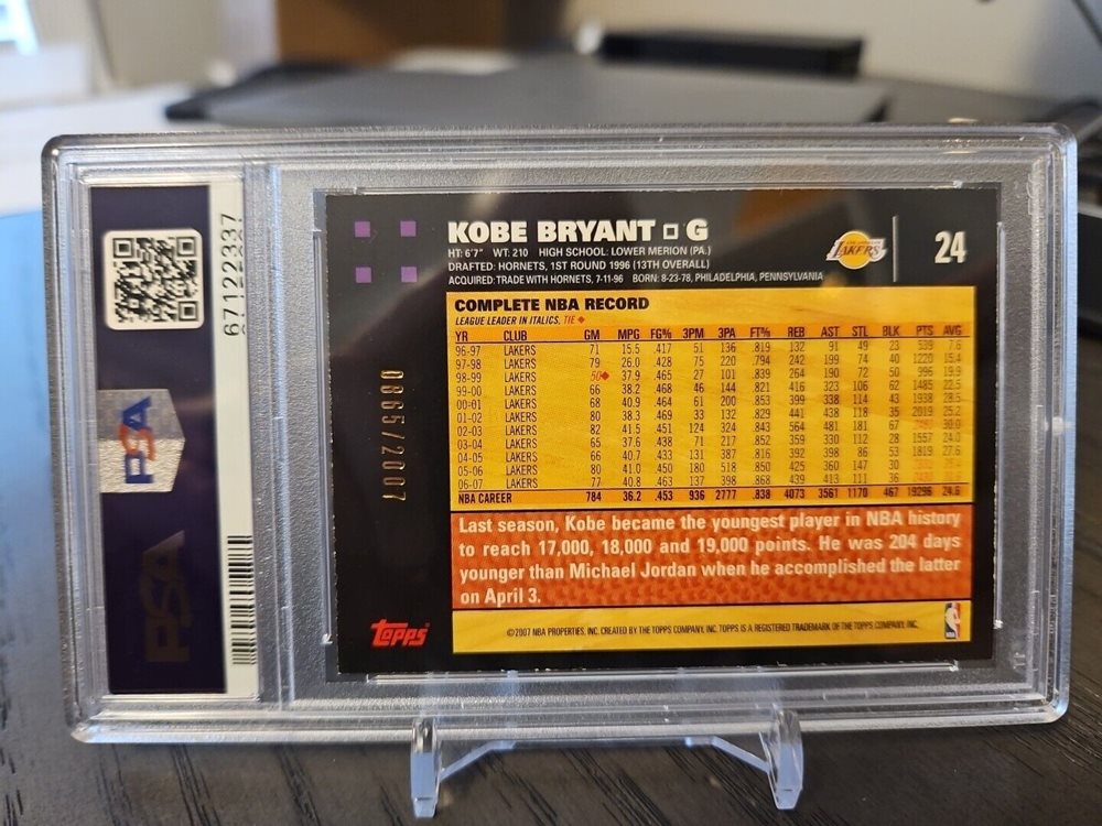 コービー　カード Auction Prices Realized Basketball Cards 2007 TOPPS Kobe Bryant