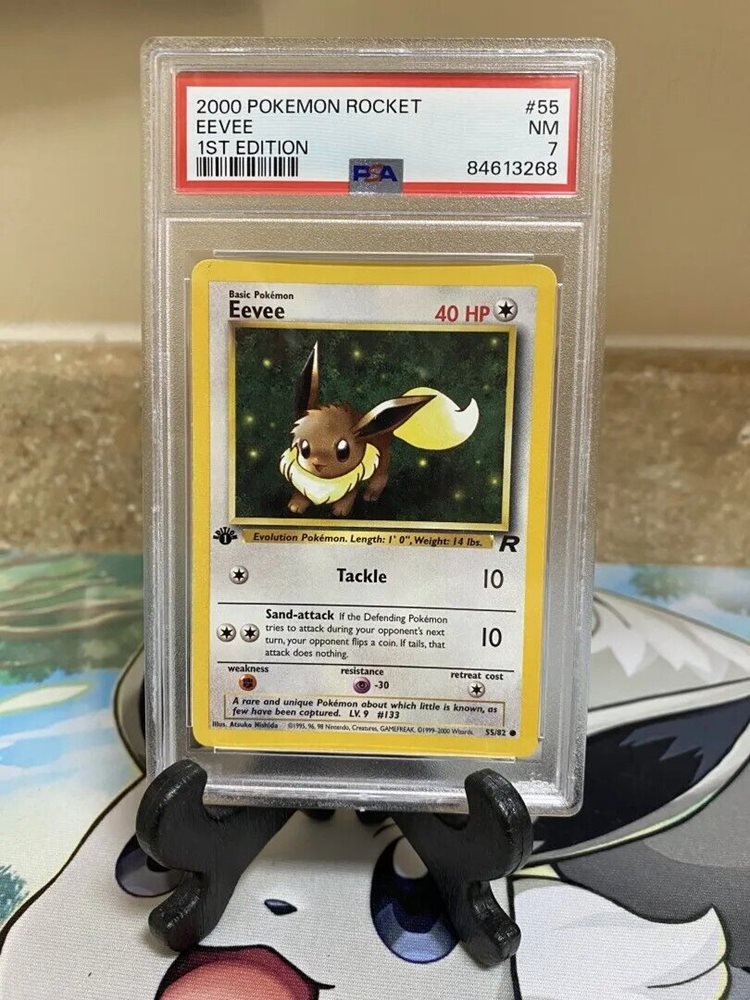 first edition eevee card Eevee 55/82 Team Rocket 1st Edition Common Pokemon Card NM