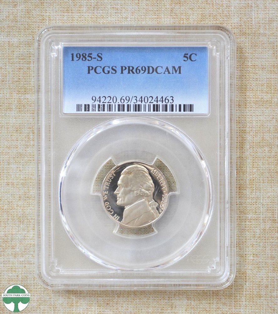 1985-S Jefferson Nickel PR70DCAM PCGS Proof 70 Deep Cameo