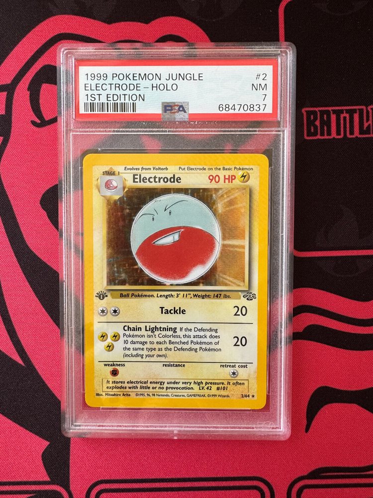 1995 electrode pokemon card 1999 Pokemon Jungle 2 Electrode-holo 1st Edition PSA 8 Graded Card