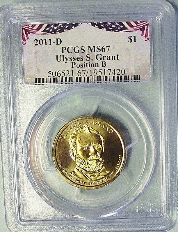 PCGS MS67 2011-P Ulysses S Grant Presidential Dollar POS A Bunting Insert