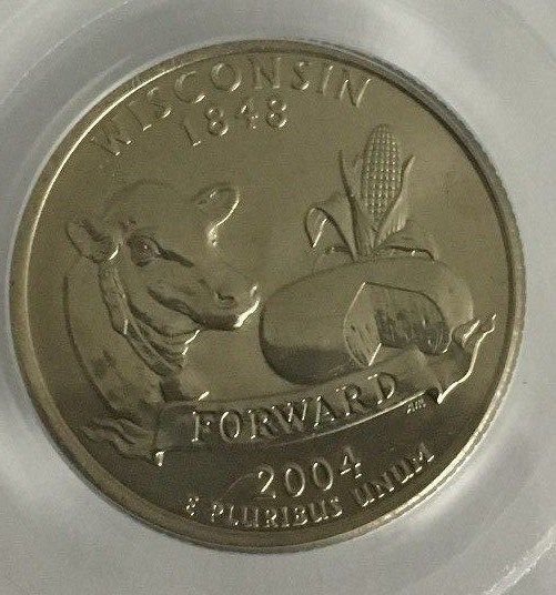 2004 D Wisconsin State Quarter, Extra Leaf Low, MS 64 PCGS, MS64