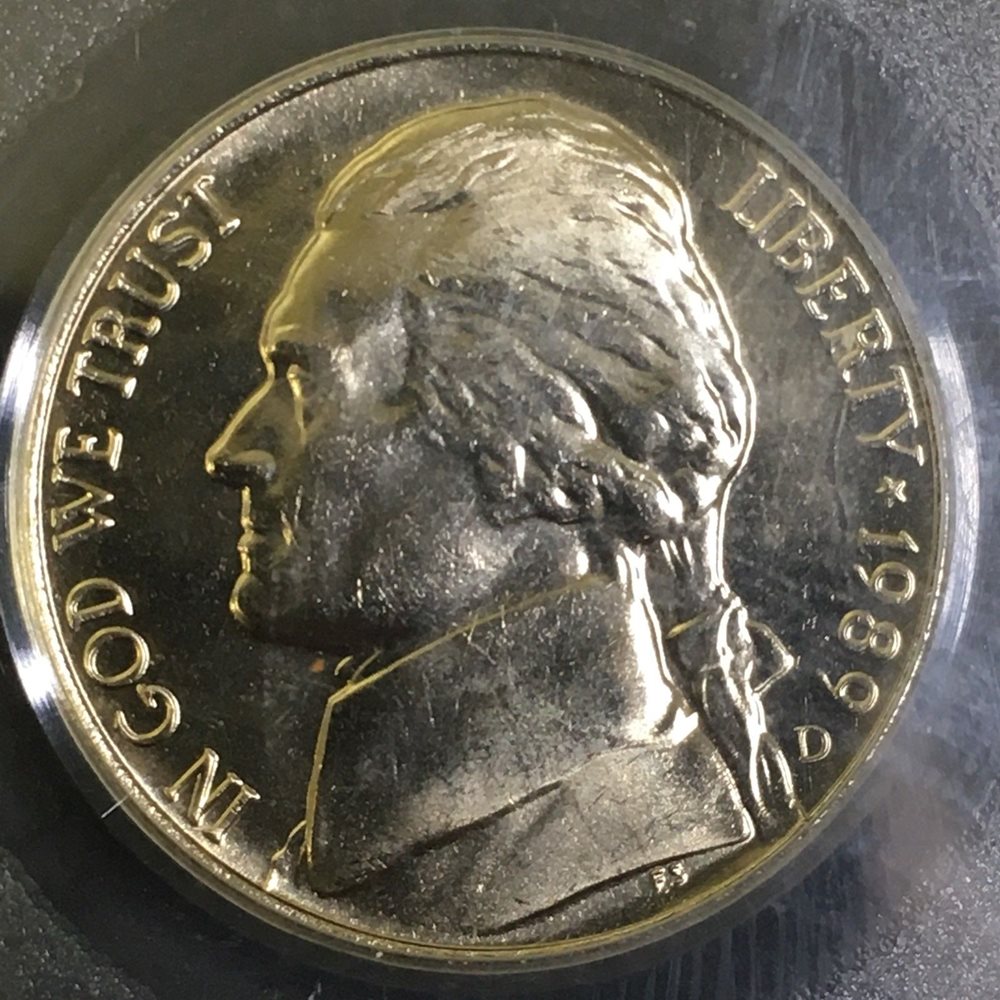 1989-D ジェファーソン ニッケル 1989-D Denver Brilliant Uncirculated Jefferson Nickel Five