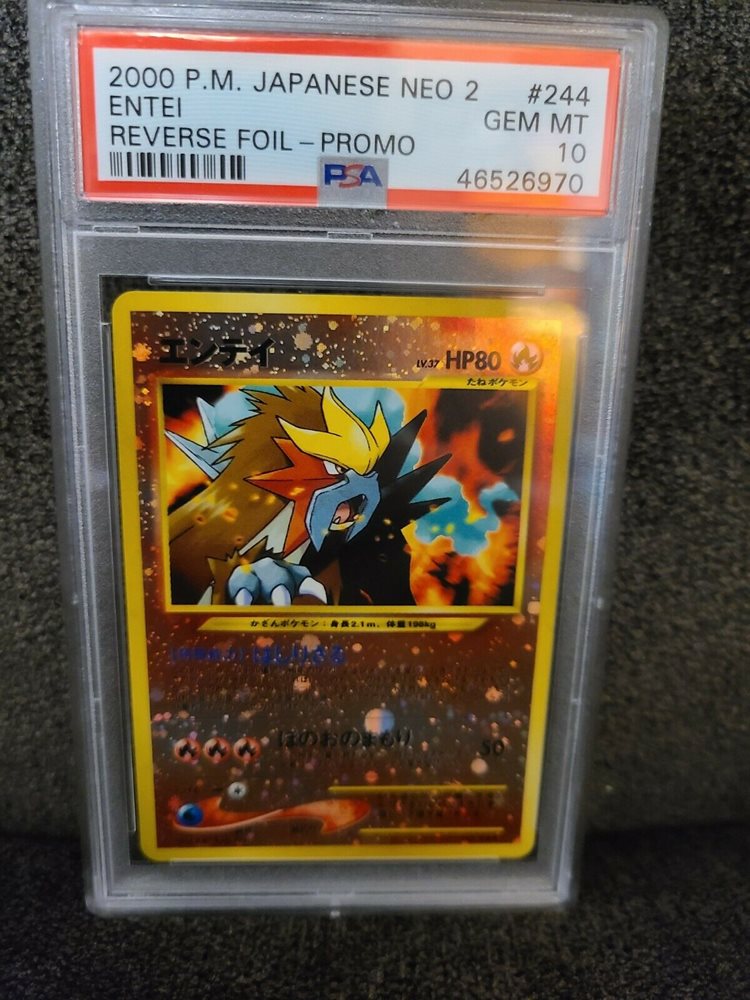 Reverse Holo Promo Pokemon Card Entei #244 Neo 2 PSA 10 GEM MINT