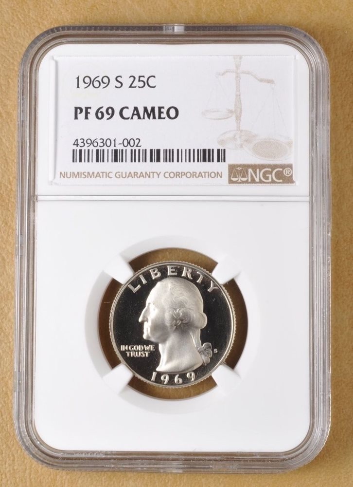 1969 S Washington Quarter 25c NGC PF 69 Cameo