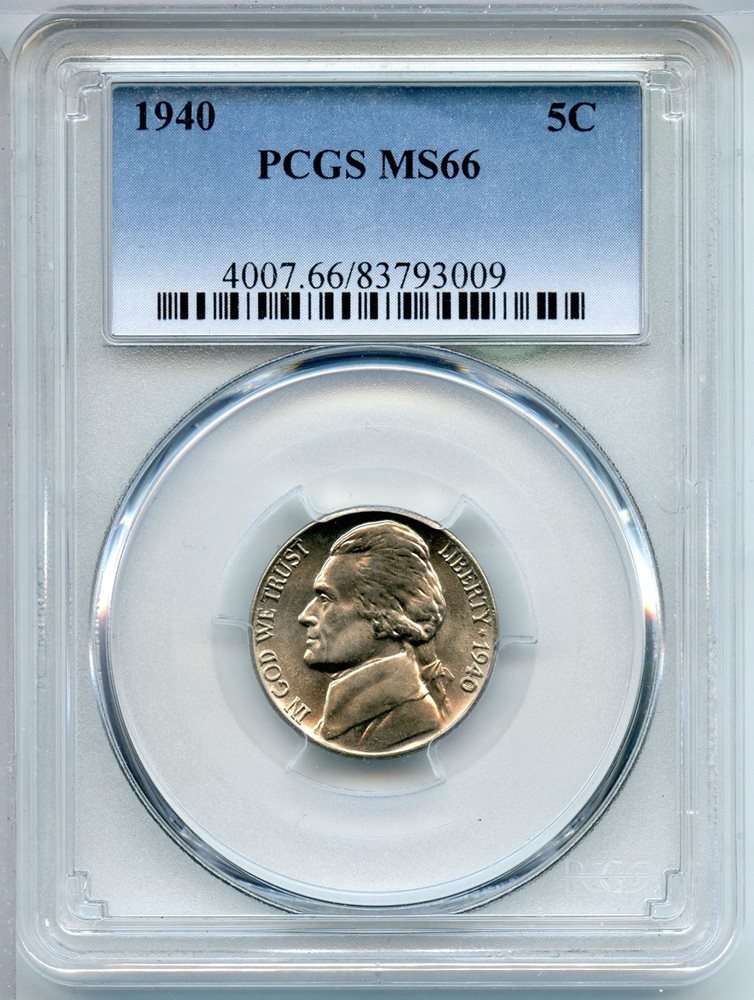 1940 P Jefferson Nickel PCGS MS66