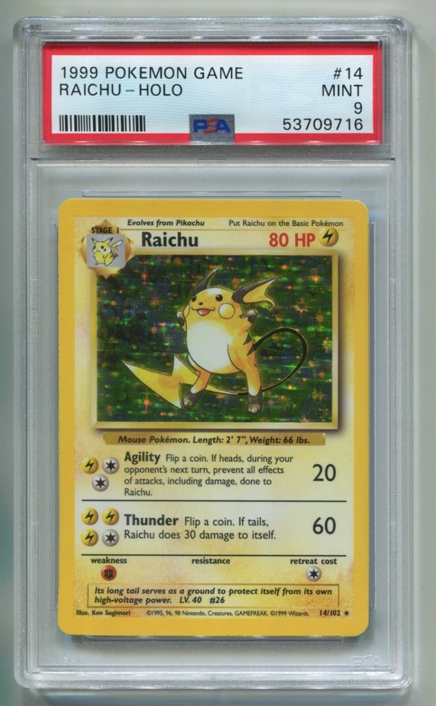 1999年 Pokemon Game Raichu-Holo 1st Ed. 1999 Pokemon German 14 Raichu-Holo 1st Edition Base Set