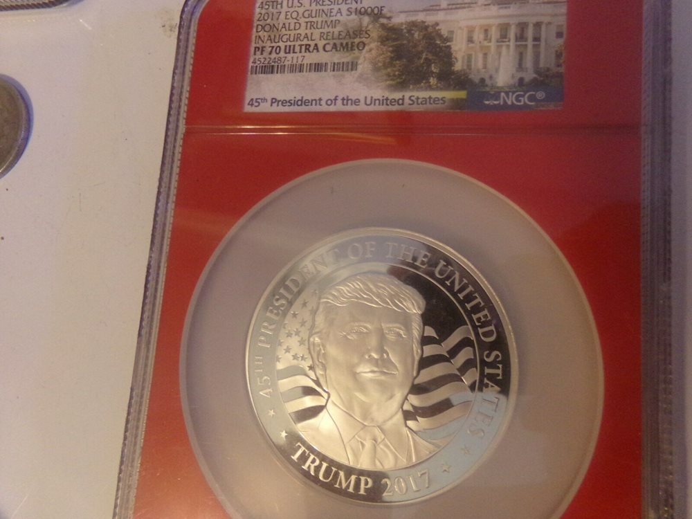 2017 DONALD TRUMP 45th PRESIDENT EQ. GUINEA NGC PF 1000 FRANCOS