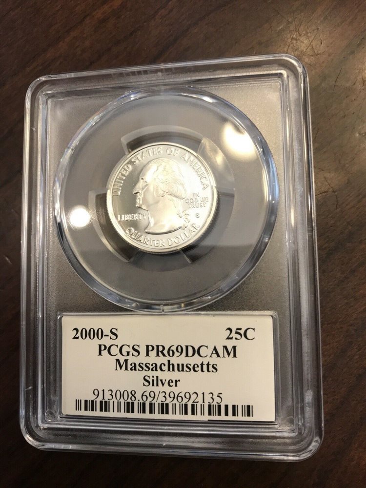2000 S Massachusetts State Quarter Silver PCGS PR69 DCAM Flag