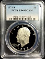 1977-S Clad Eisenhower Ike Dollar PR69DCAM PCGS Proof 69 Deep Cameo