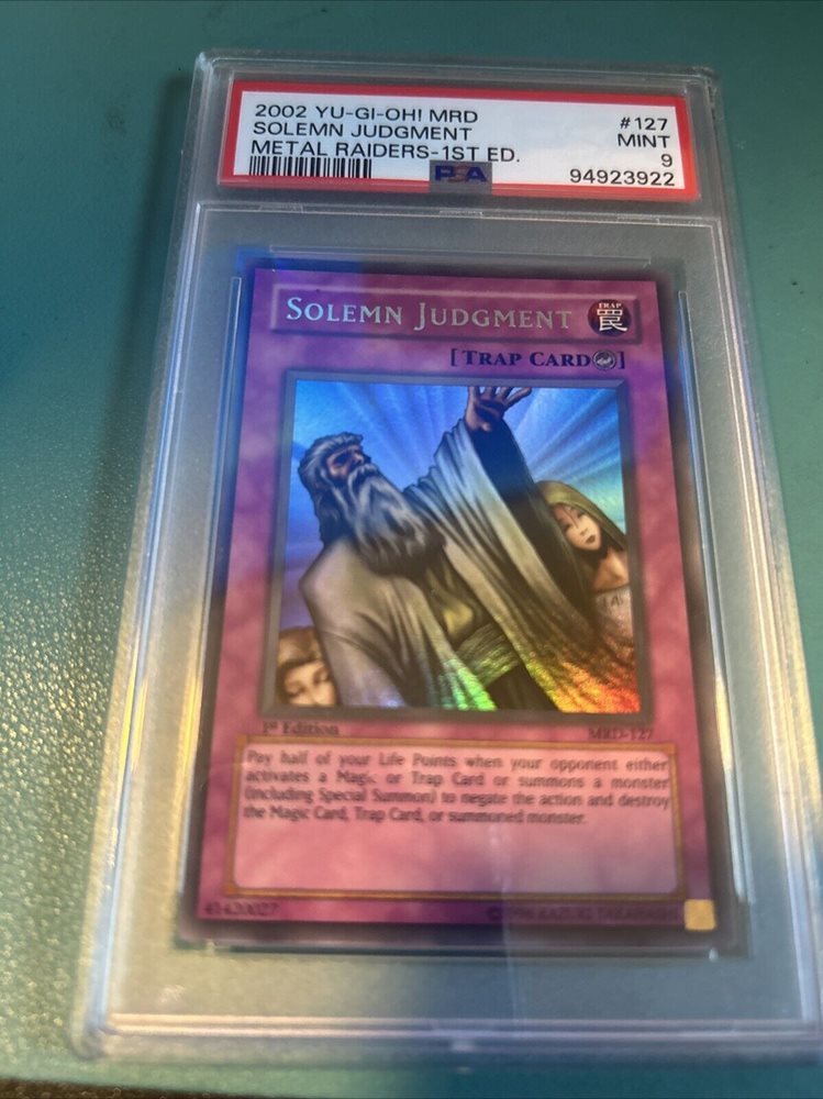 PSA9 遊戯王　旧アジア版　1st MSOLEMN JUDGMENT Auction Prices Realized Tcg Cards 2002 YU-GI-OH! MRD-METAL