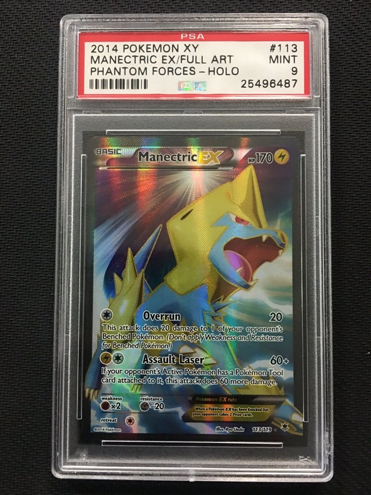 PSA 9 Mint Full Art Manectric EX #113 Pokemon 2014 PHANTOM FORCES