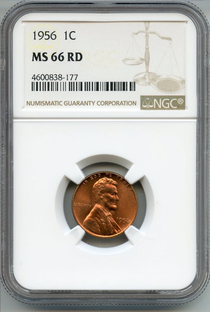 リンカーン スチールペニーＮＧＣ MS66 1956 Lincoln Wheat Cent Penny NGC MS 66 RD Certified