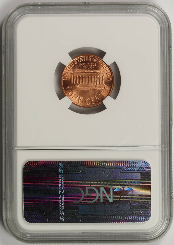 【PCGS MS66／POP1】1999年 ポルトガル 200エスクード626 1999 Wide AM Lincoln Memorial Penny 1C MS 66 RD Red NGC, MS66RD