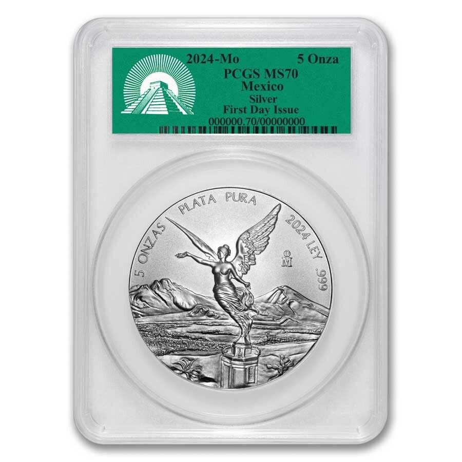 2024 Mexico 5 oz Silver Libertad MS-70 PCGS (First Day Issue