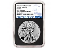 2019-W Reverse Proof $1 American Silver Eagle NGC PF70 FDI Flags Label Pride of
